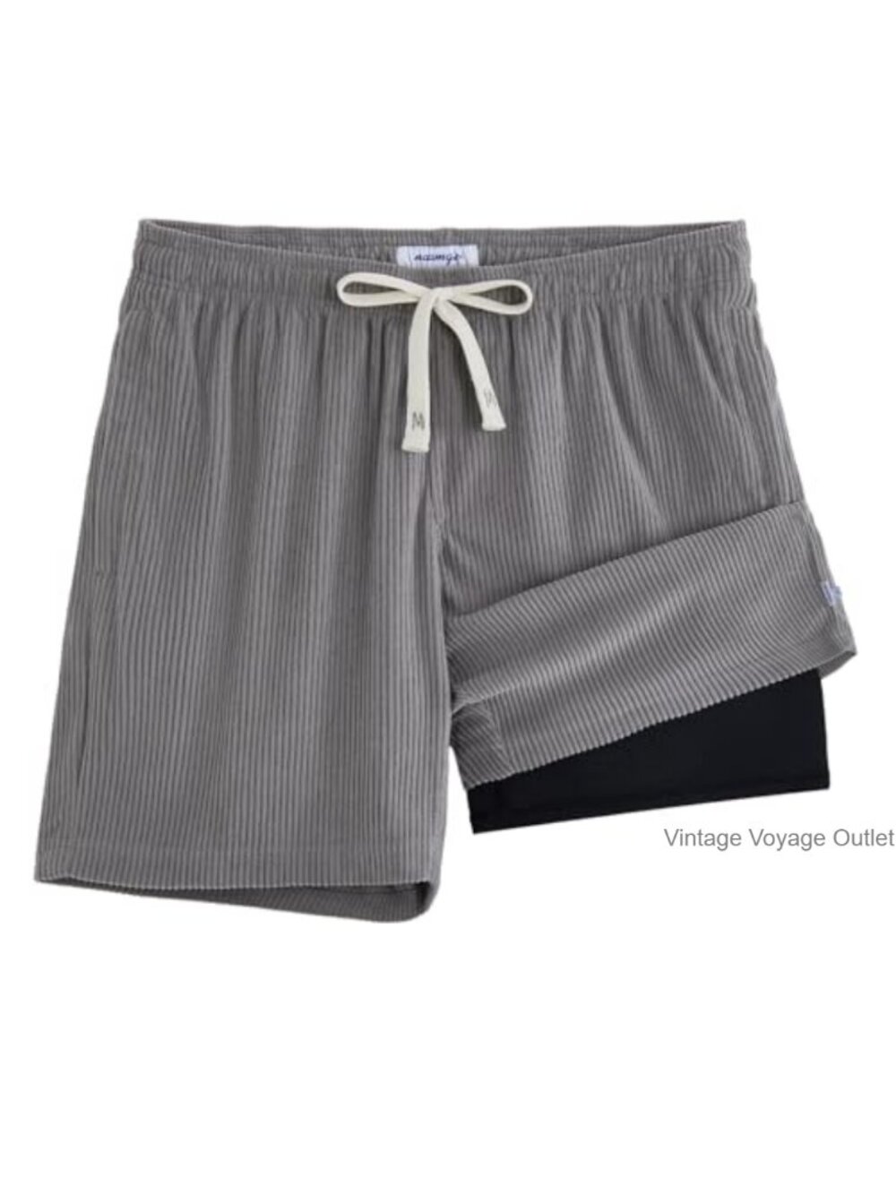 Men's Corduroy Shorts with Compression Liner, 7-Inch Inseam, Zipper Pockets,